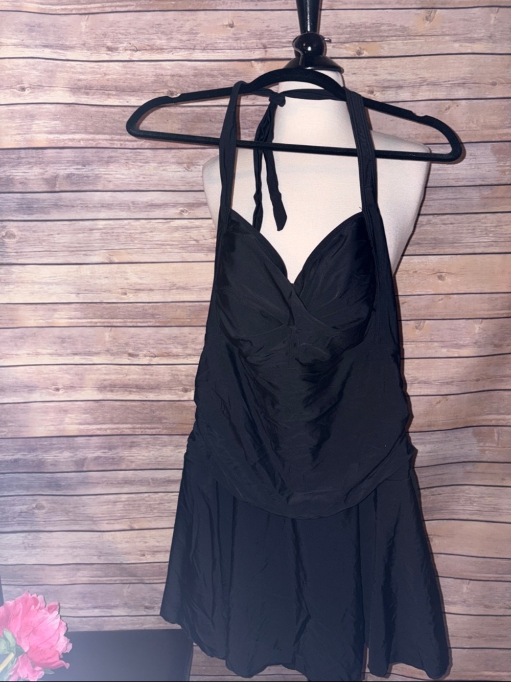 Black Halter One-Piece Swimdress - Classic Women's Swimwear